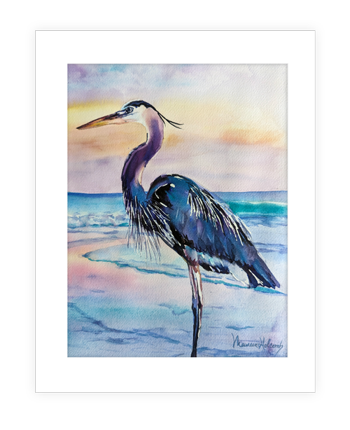 "Great Blue Heron" | 14”x11” original watercolor painting of a heron