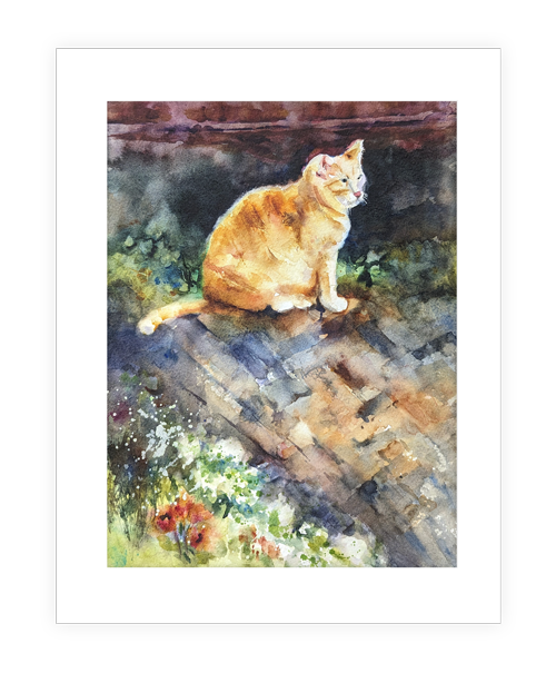 "Orange Tabby," | 14”x11” watercolor painting of cat