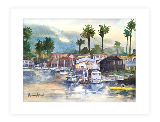 "Cali Harbor" | 14”X11” watercolor painting Harbor