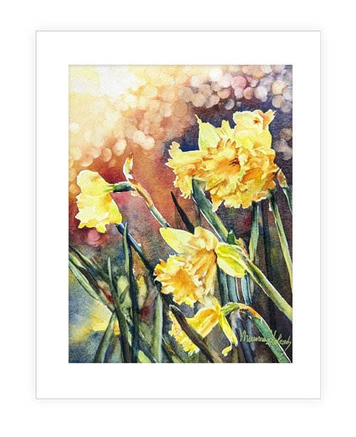 "Daffodils" | 14”x11” original watercolor painting of flowers