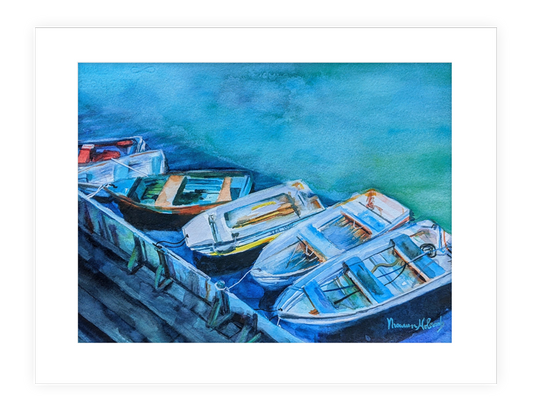 "Boats," | 14”x11” watercolor painting of boats