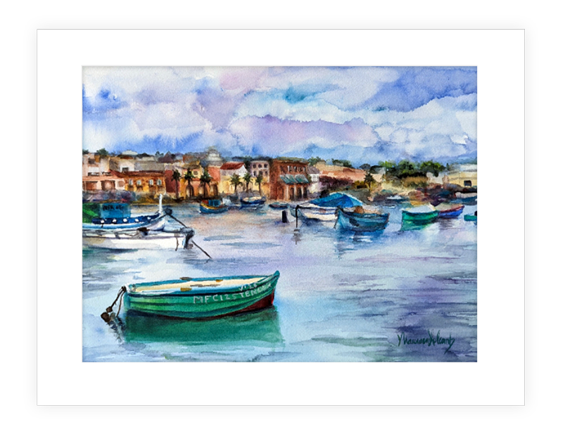 "Malta Coast" | 14”x11” waterscape watercolor painting of the Malta Coast