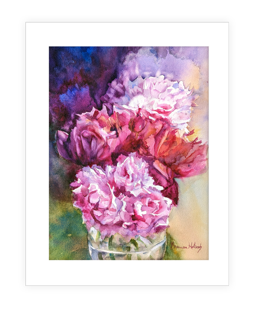 "Peonies" | 11”X14” watercolor painting of vibrant peonies